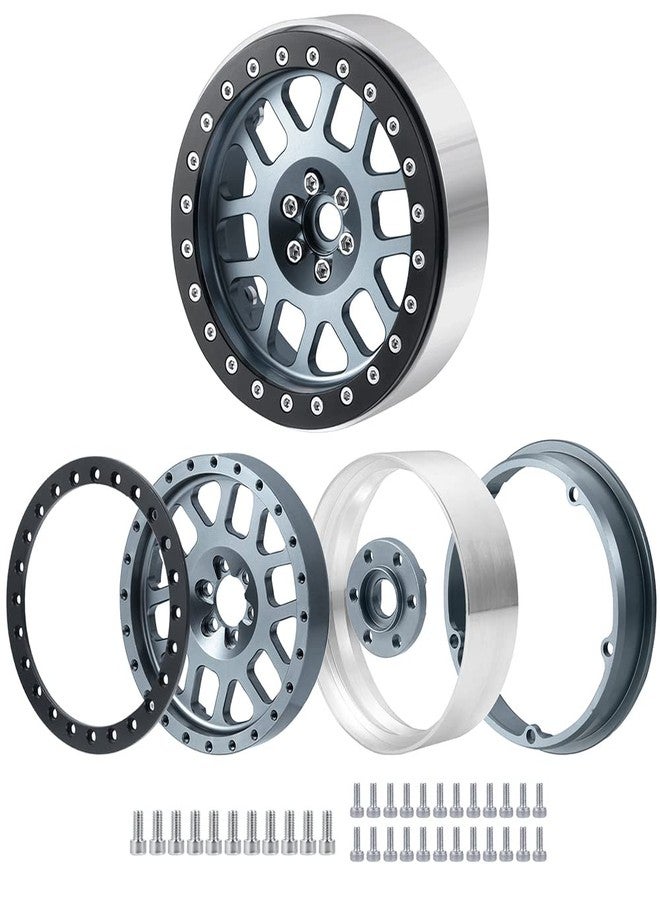 WEFEINO 4PCS 2.6 Beadlock Wheels Rims Hubs for 1/10 Axial RBX10 AXI03005 Wraith 90048 90053 Axial AXI03000 AXI3004 Buggy 2.6 Mud Terrain Tires (Titanium Grey) - Image 2